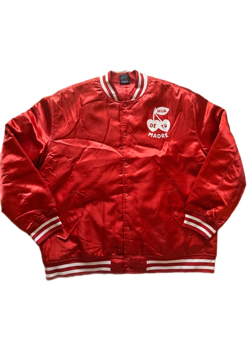 Hija de tu Madre Red Satin “Me Da La Gana” Bomber Jacket